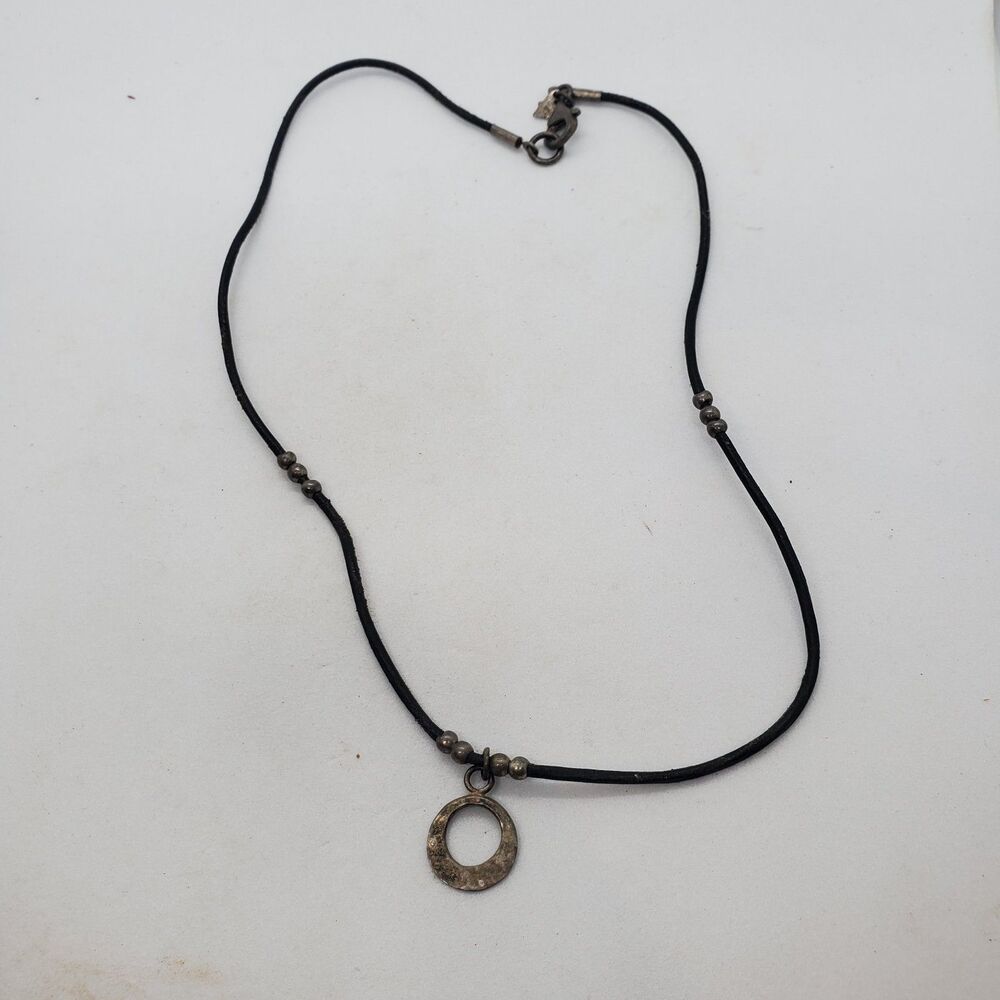 16" Silpada Sterling Silver Necklace 925 with Black Cord Circle Pendant